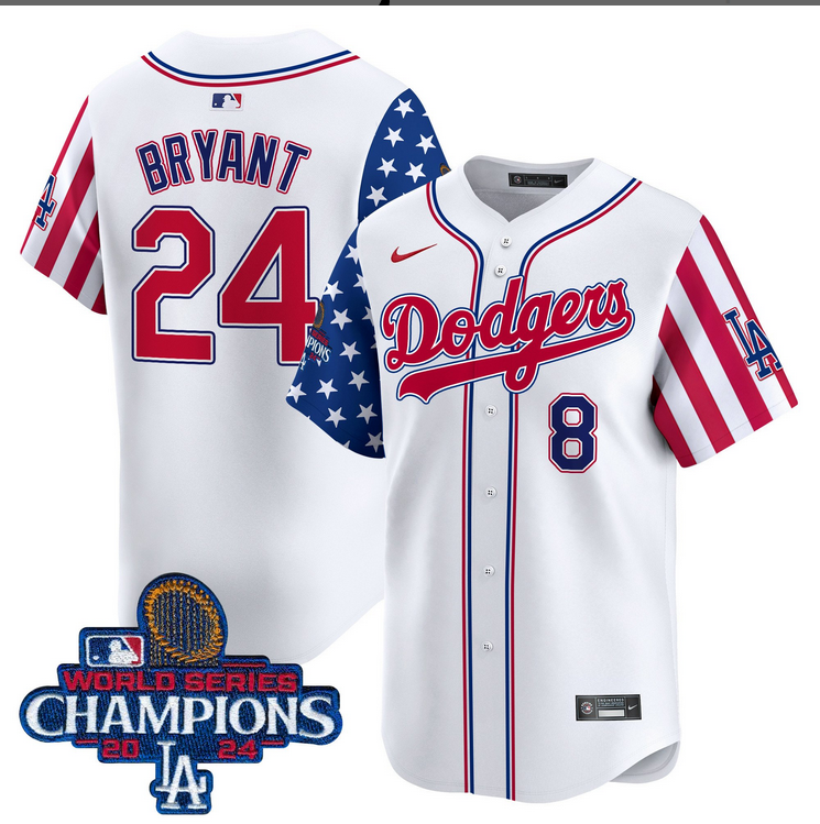 Men MLB Los Angeles Dodgers #24 Bryant American Style white 2024 World Series Champions  Limited Jersey->los angeles dodgers->MLB Jersey